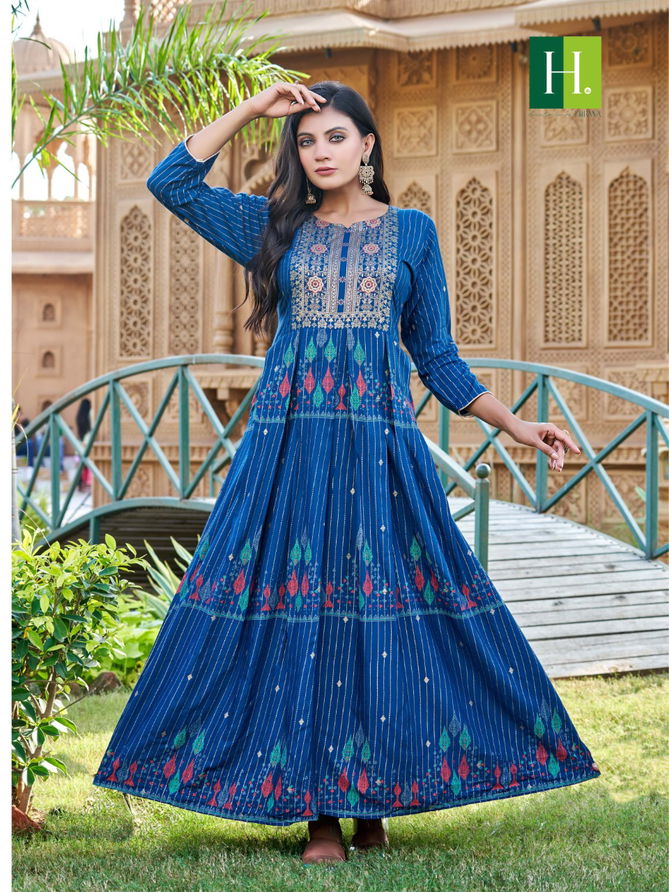 Hirwa Saina Heavy Festive Wear Wholesale Anarkali Kurtis Catalog